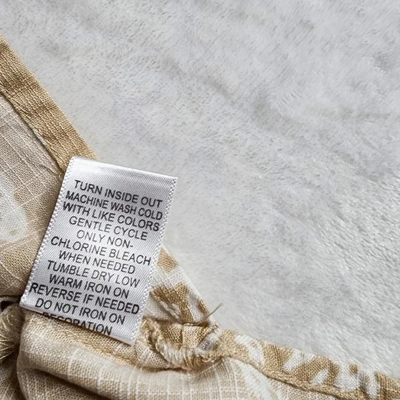 Womens Krazy Kat Lace V Neck Boho Floral Tunic Tan M White Cotton - Picture 8 of 16